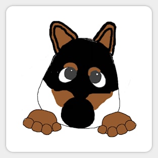 shiba inu black and tan peeking cartoon Sticker